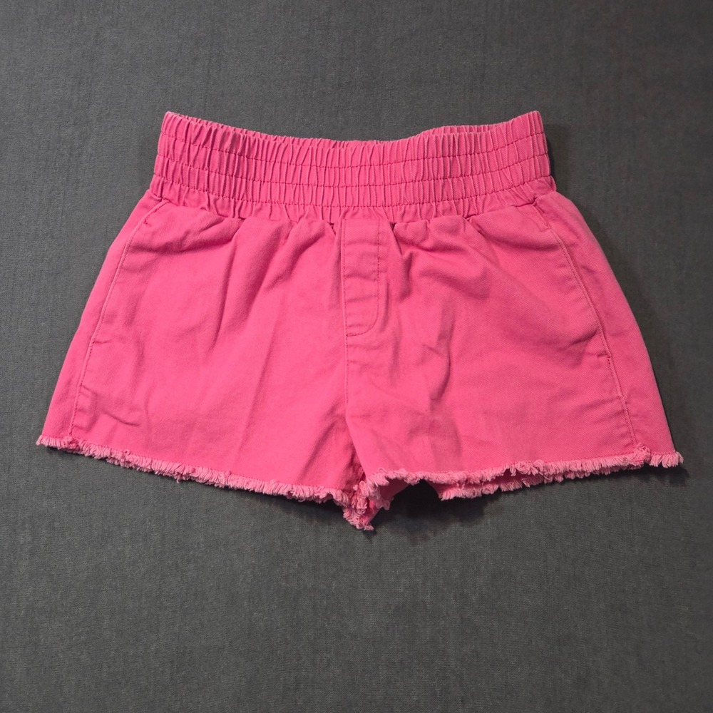 No Boundaries Denim Shorts Juniors M 7-9 Pink Smocked Waist Frayed Hem